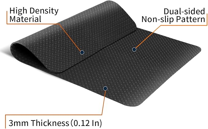 Stepwaver Double Non-Slip Workout Mat for Ellipse Leg Exerciser, 23.6" × 17" 0.12" Thick Ellipse Machine Mat, Exercise Mat for Under Desk Ellipticals, Suitable for Electric Seated Foot Pedal Exerciser