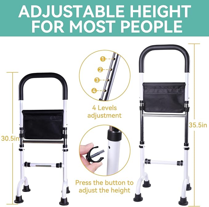 Stand Assist Aid for Elderly, Adjustable Safty Mobility Aids Rail for Couch Chair Toilet, Non-Slip Standing Assist Device with Heavy-Duty Steel Frame, Sit to Stand Support for Seniors