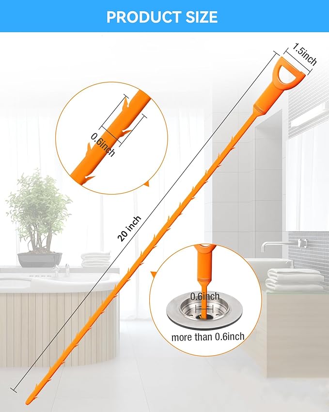 12 Pack Drain Clog Remover - Flexible Drain Snake for Effective Cleaning Hair and Debris in Sink or Bathtub, 19.6-Inch
