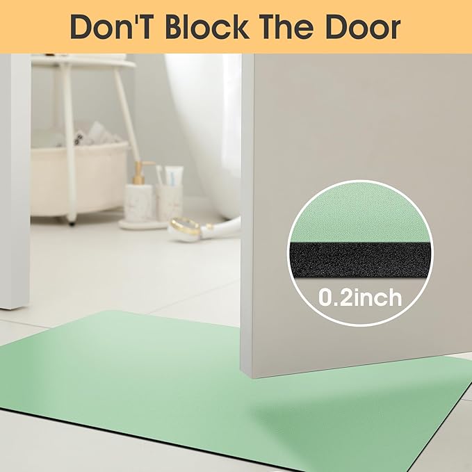 ACCUMTEK Non Slip Bath Mat, Thin Bathroom Rugs Fit Under Door, Quick Dry Bath Mats, Machine Washable Bath Rugs for Bathroom, Bathtub & Kitchen, Bathtub, Sage Green/Solid/48 x20