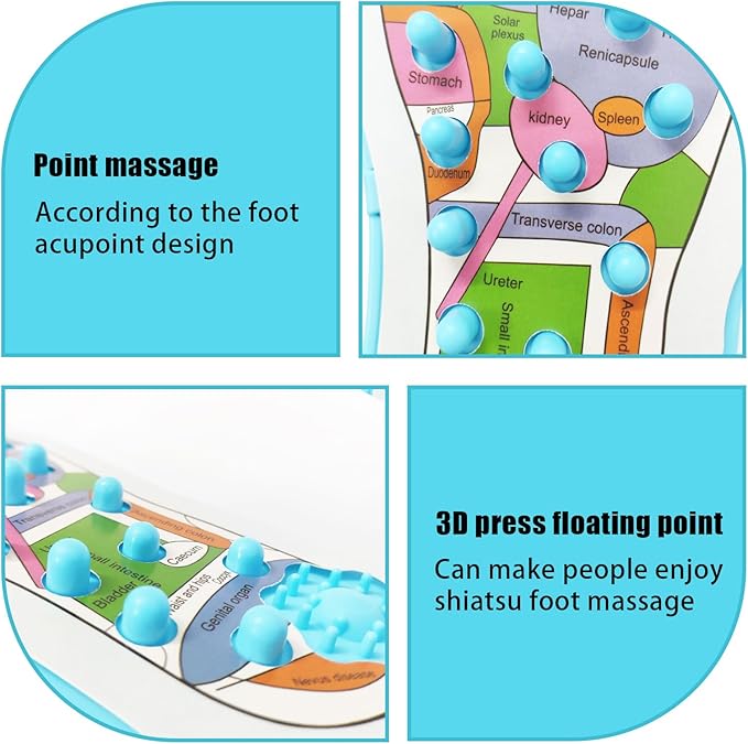 Foot Shaped Acupressure Foot Massage Mat with Chart, Ergonomic Foot Massager Mat for Feet Relaxation, Portable Foot Pressure Point Pad for Stress Relief, Arch and Heel Pain, 1 Piece