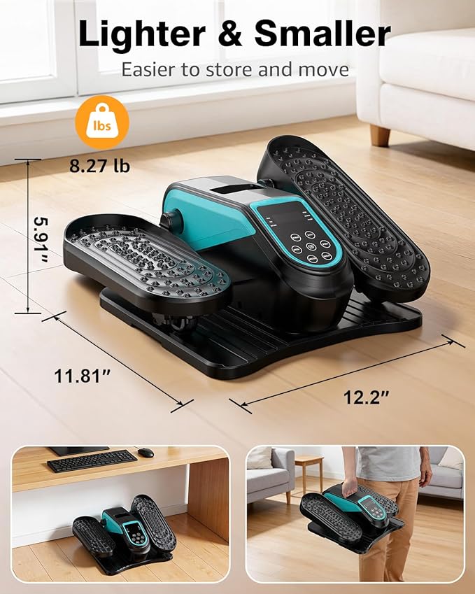 VIVURN® 023 Under Desk Elliptical Mini Electric Leg Exerciser for Senior, 12 Speeds RF Remote Display Monitor Non-Slip Mat, Quiet & Compact Seated Pedal Exerciser for Home Office Gift for Mom Dad