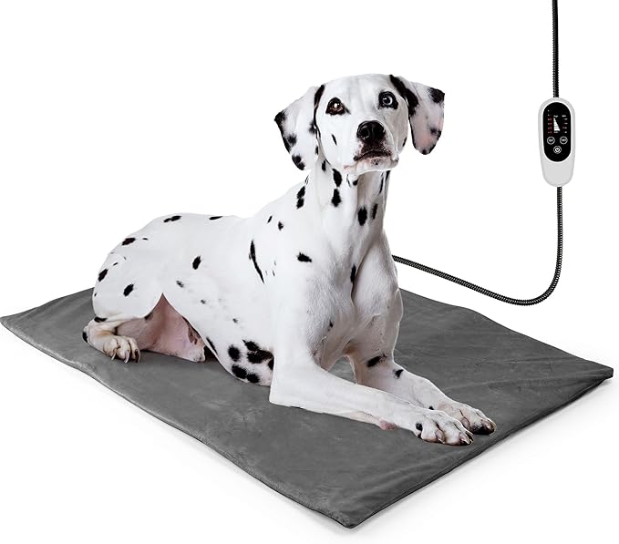 NICREW Large Dog Heating Pad, 35.4" x 23.6" Temperature Adjustable Heated Dog Bed with Auto Shut Off Timer, Indoor Pet Heated Bed Mat for Cats and Dogs