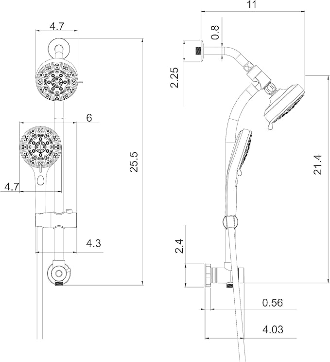 Lordear Black Shower Head Combo,8 Settings High Pressure Double Shower Head Bathroom Dual Shower Head with Handheld Ajustable Sliding Bar, Adjustable Height