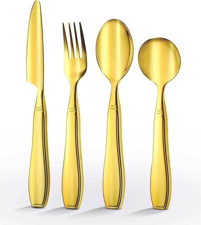 Special Supplies Premium Stainless Steel Weighted Flatware for Parkinson's Patients- Adaptive Silverware for Adults with Hand Tremors-Wide Non-Slip Grip, Easy to Clean -Weighted Silverware For Elderly