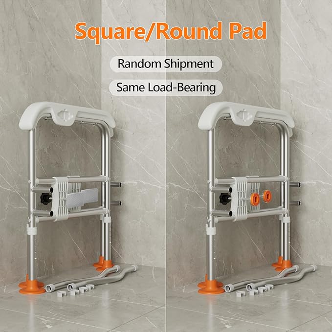 Emergency Alert Toilet Safety Rails for Seniors (665lbs), Adjustable LED Toilet Frame with Call Bell & Handles for Elderly, Foldable Handicap Toilet Aid Support for Most Toilets, Stand Up Assist