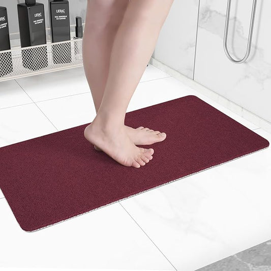 Hargiis Non-Slip Bathtub Mat, Anti Slip Shower Mat, Fast Drying Bathtub Mats, Foot Scrubber Mat, Anti Slip Mat for Tub, Floor, Bathroom, Kitchen, Home, Hotel (Wine Red 32"×17")