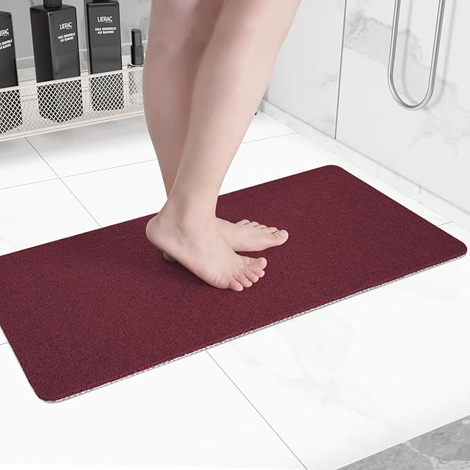 Hargiis Non-Slip Bathtub Mat, Anti Slip Shower Mat, Fast Drying Bathtub Mats, Foot Scrubber Mat, Anti Slip Mat for Tub, Floor, Bathroom, Kitchen, Home, Hotel (Wine Red 36"×24")