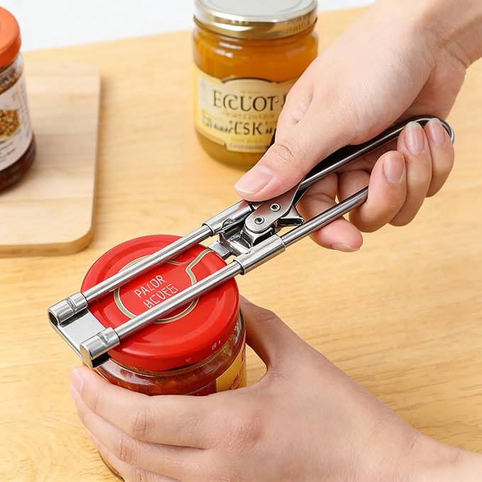 Jar Opener for Weak Hands, Adjustable Stainless Steel Jar Opener for Seniors with Arthritis – Manual Lid Gripper, Bottle & Jar Tool, Easy Grip Tight Lid Kitchen Gadget，1 PCS