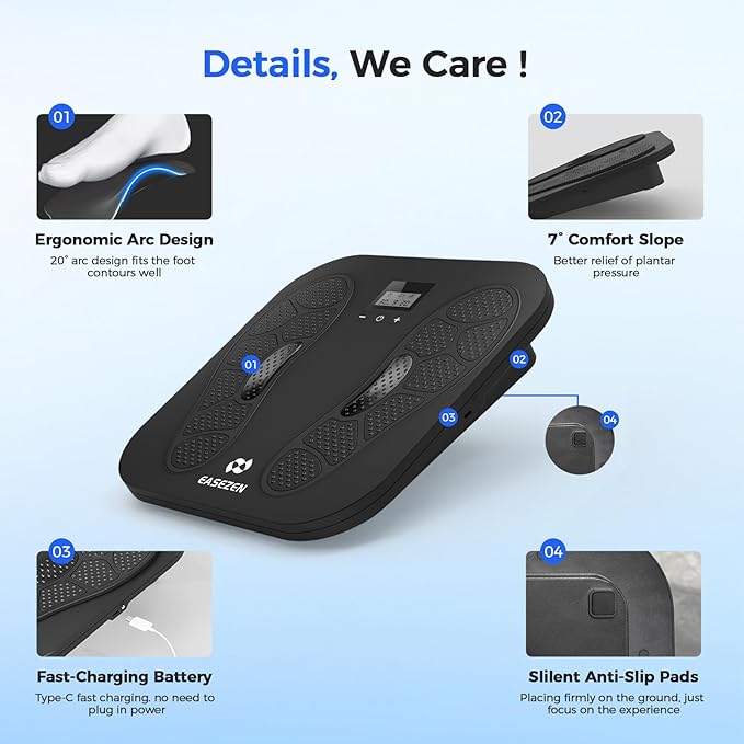 EaseZen Foot Massager for Neuropathy, Rechargeable TENS EMS Foot Stimulator with 10 Modes 20 Intensities, Feet Circulation Stimulator for Neuropathy, Plantar Fasciitis, Gifts for Mom Dad