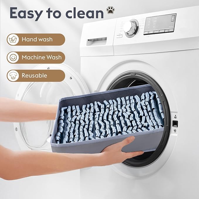 FunFurry Snuffle Mat for Dogs, Dog Puzzle Mat, Interactive Dog Toys for Enrichment,Sniff Mats with Non-Slip Backing,Suitable for Breeds and Sizes of Dogs (Silver, 17" X 15")