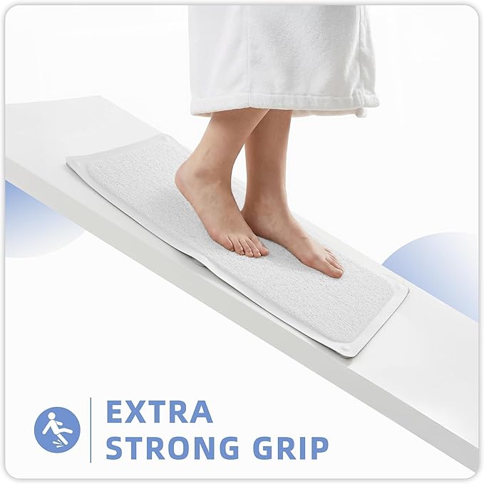 Upgraded Anti Slip Shower Mat for Inside Shower,Non Slip Bathtub Mat with Suction Cups,Shower Floor Mat，Scrubber Mats,Easy to Clean,Quick Dry,Easy Drainage,Loofah Bath Mat for Tub,White,24''x24''