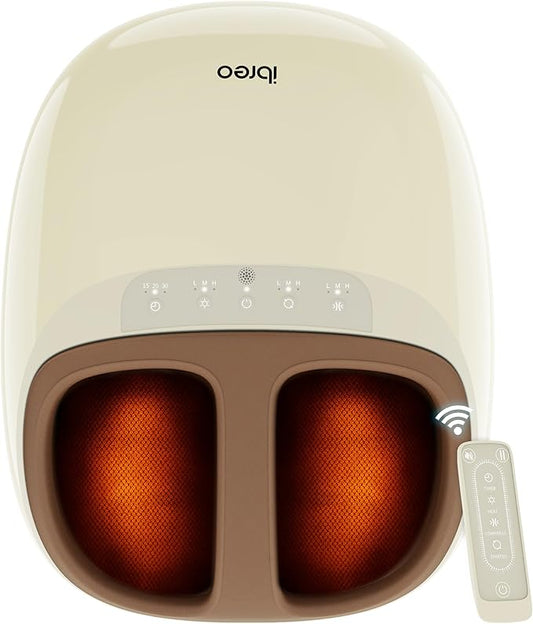 ibreo Shiatsu Foot Massager with Heat, Deep Kneading Therapy, Air Compression, Mother’s Day Gift for Mom, for Foot Neuropathy, Plantar Fasciitis, Tired & Pain Relief, for Men Women Size up to 13