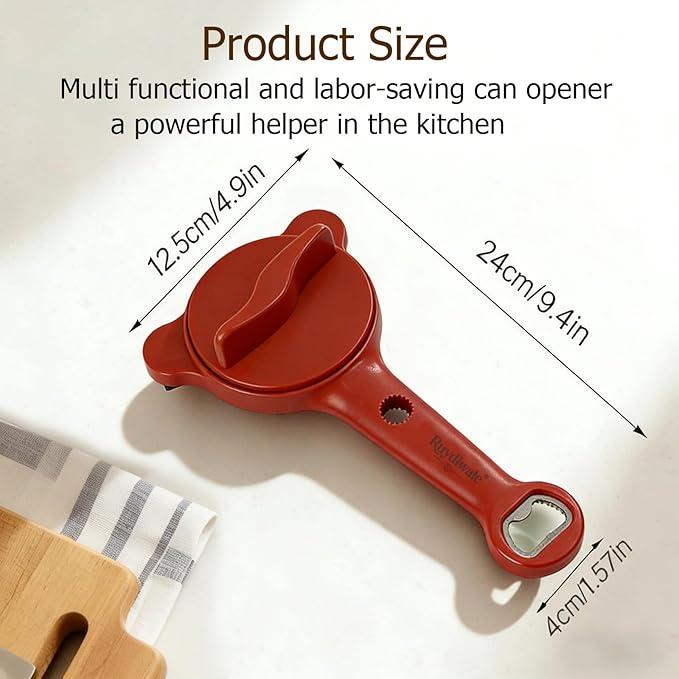 4-in-1 Jar Opener, Adjustable Jar Opener for Seniors, Kitchen Tool Designed Specifically for Seniors and Those with Limited Physical Strength, Suitable For Beer, Salad Dressing, Jar (Red)