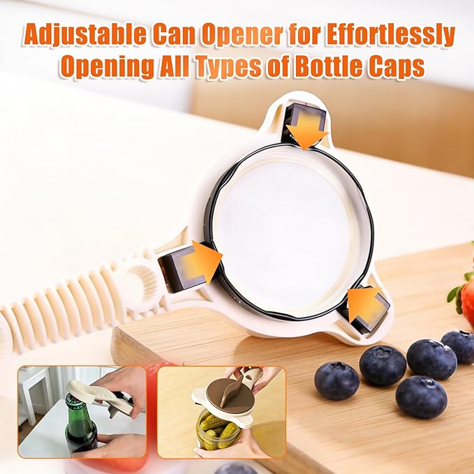 Jar Opener for Seniors,4-in-1 Adjustable Multi-Function Bottle Opener,Suitable for Sauce Jars,Bottles and All Types of Canned Foods