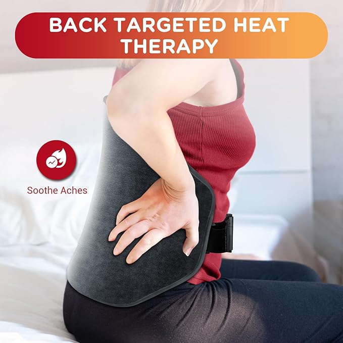 Heating Pad for Back, Comfytemp Mothers Day Gifts for Women Men Dad Mom, Large Electric Lower Back Heating Pad, FSA Eligible HSA Heat Pads for Period Lumbar Abdomen, XL Heated Belt — 11 Auto-Off, Grey