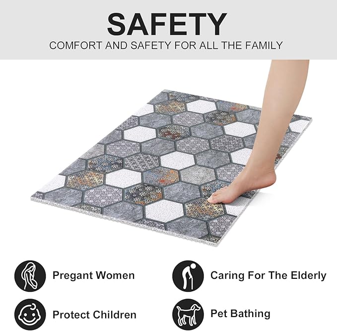 Extra Large Shower Mat: 24 X 36 Inch Stylish Shower Mats for Inside Shower - Soft PVC Loofah Trimmable Non Slip Shower Mat for Elderly, Quick Drying