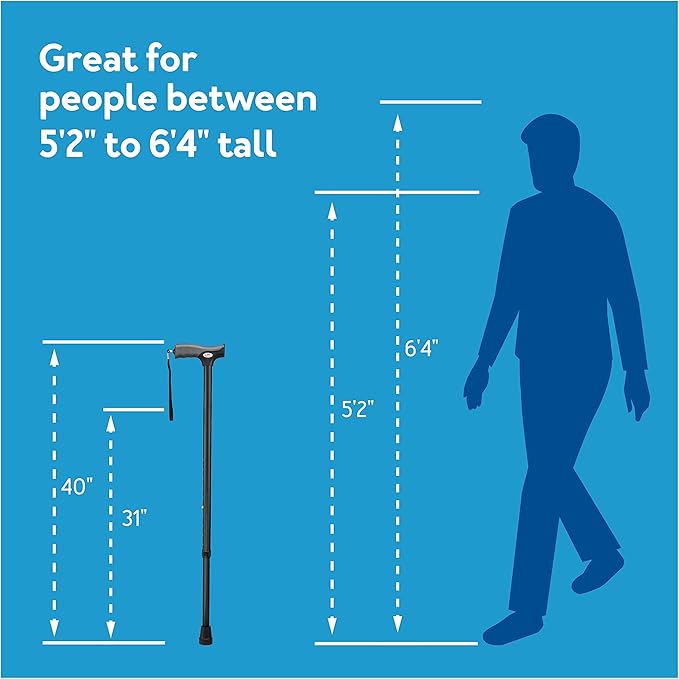 Carex Soft Grip Walking Cane with Strap, Anti-Slip Walking Cane for Easy Maneuvering, Walk Stick for Seniors & Adults with Added Support and Adjustable for Balance, Supports up to 250 lbs, Blue