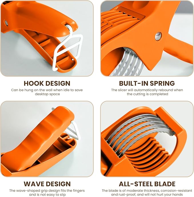 Banana Slicer, Efficient and Safe Banana Cutter for Even Slices, Multifunctional Hot Dog Cutter Slicer for Cucumber Fruit Salad (1, Orange)