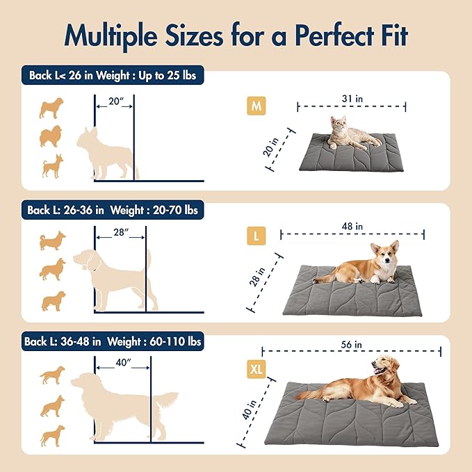 Vagascape Dog Pad (31"x20") - Waterproof Mat & Pet Bed for Indoor and Outdoor Use, Chew Resistant Cord, Machine Washable Cover with Wheat Pattern Quilting, for Cats and Pets