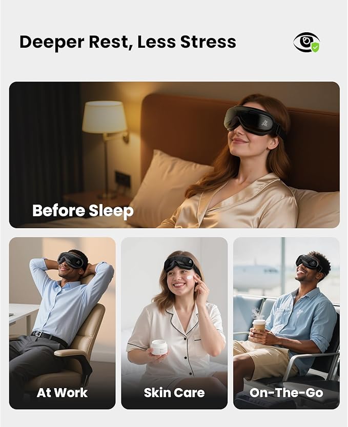 BOB AND BRAD Eye Massager with Heat FSA Eligible HSA, EyeOasis 2 Plus Eye Mask with Remote Control, Electric Headache Massager for Migraines & Dry Eye Relief, Mothers Day Birthday Gifts for Women Men