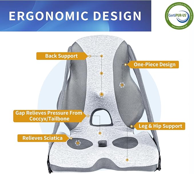 Lumbar Support Pillow for Office Chair, Back Support for Chair, Recliner, Gaming Chair, Ergonomic Memory Foam Car Seat Cushion for Back Tailbone Sciatica Pain Relief Wheelchair Travel