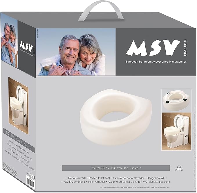 MSV Polyethylene Raised Toilet Seat, White