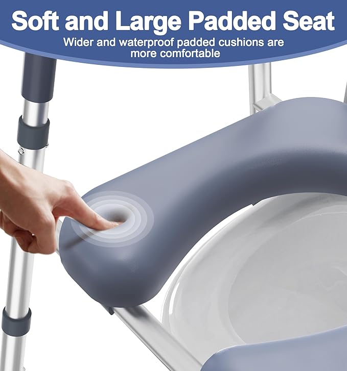 HOMLAND Toilet Seat Risers for Seniors, FSA/HSA Eligible Raised Toilet Seat with Handles & Padded Seat, Adjustable Height & Width, 400lb Elevated Toilet Seat for Elderly, Handicap, Fit Any Toilet