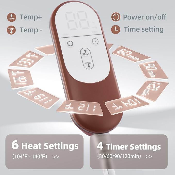 VALGELUIK 17x33 Heating Pad for Pain Relief | Ultra-Soft Microplush Fabric | 6 Adjustable Heat Settings (Moist & Dry) | Safe 2-Hour Auto Shut-Off | Perfect for Back, Neck, Shoulders | Great Gift Idea