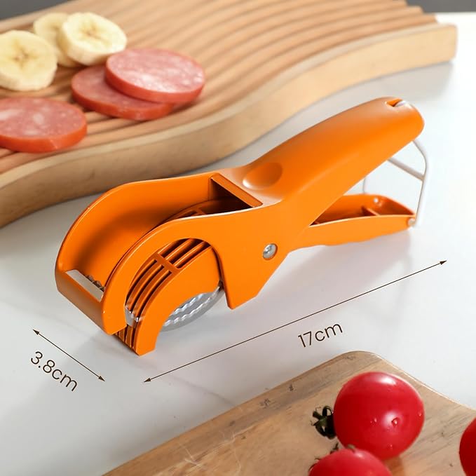 Banana Slicer, Efficient and Safe Banana Cutter for Even Slices, Multifunctional Hot Dog Cutter Slicer for Cucumber Fruit Salad (1, Orange)