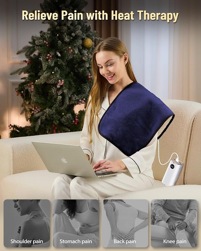 USB Heating Pad, Portable Heating Pad for Travel, 18"x 14" Small 5V Electric Heating Pad, Washable, 3 Heat Settings, Auto Shut Off, Heat Therapy for Period Cramps Back Pain Relief (Plug-in Only)