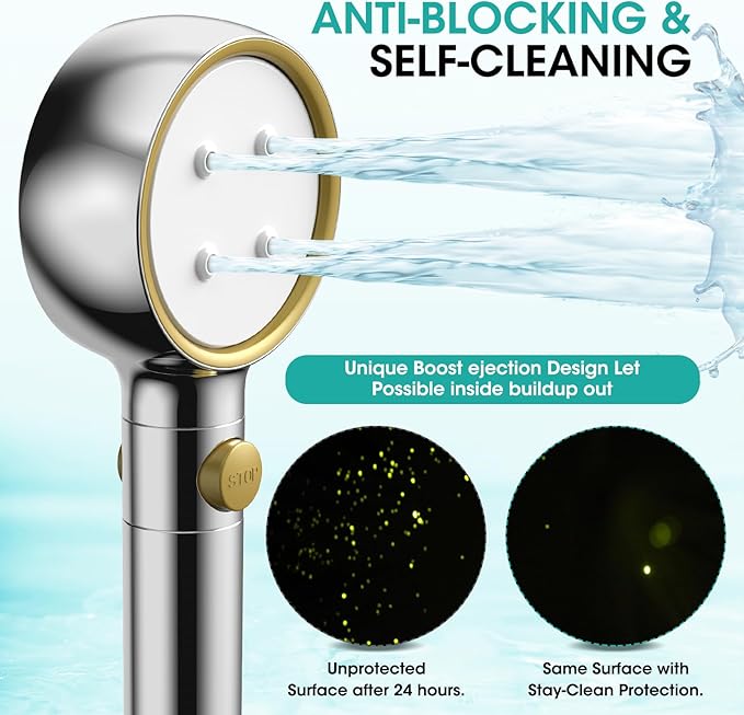 Latest High Pressure Filtered Shower Head With Handheld With 360° Rotating Panel,5 Spray Modes,Anti-Clog Nozzles,Hard Water Filter,59" Stainless Steel Hose&Adjustable Zinc Alloy Bracket,For Families