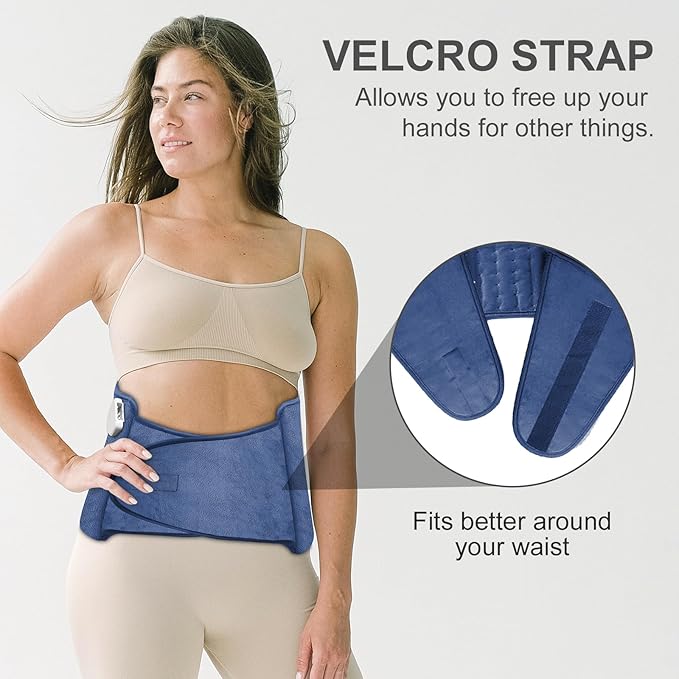Heat Pad for Back Pain Relief Electric Heating Pads with 6 Temperatures Soft Detachable Heat Pad for Man Women (Navy)