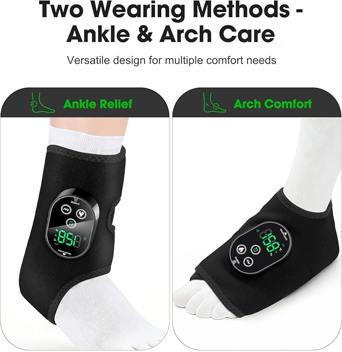 2 Pack Cordless Ankle Massager with Heat, Foot Massager for Pain Relief, FSA Feet Massager, Ankle Heating Pad, Foot Heating Pad, Foot Ankle Massage, Foot Ankle Heating Pad, HSA Eligible, Black
