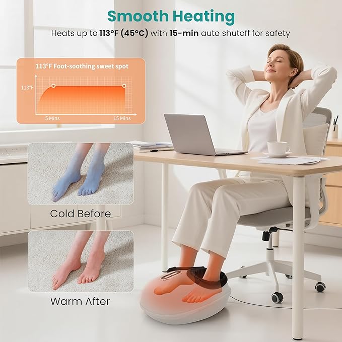Nekteck Shiatsu Foot Massager Machine with Soothing Heat, FSA Eligible Air Compression Deep Kneading Therapy, HSA Massage Tools Improve Blood Circulation Foot Wellness, Fits Size Up to US 13
