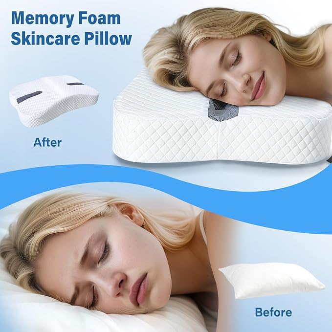 SAHEYER Anti-Snoring Pillow for Side Sleepers, Stop Snore Aid Memory Foam Orthopedic Pillow for Sleeper, Snoring Solution and Remedy, Anti-Snore Devices, White