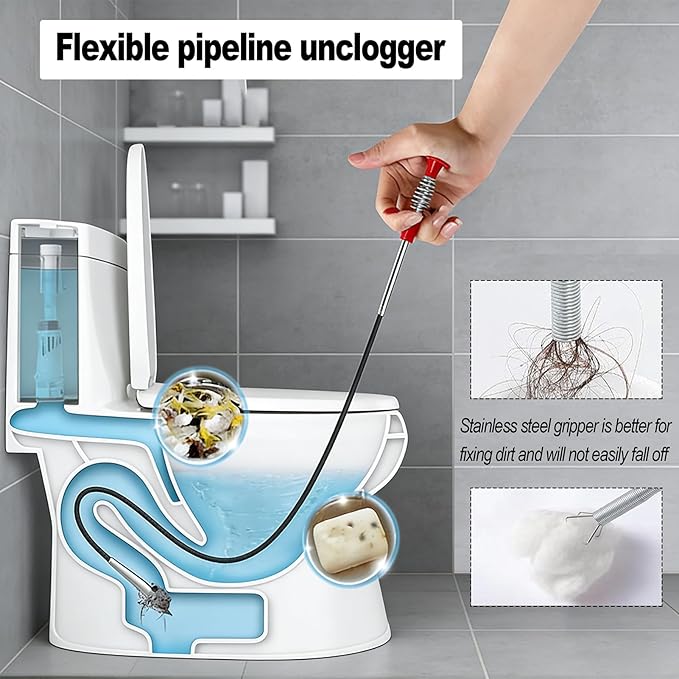 Flexible Grabber Claw Pick Up Reacher Tool with 4 Claws, Plumbing Grabber, Bendable Hose Pickup Reaching Assist Tool for Litter Pick, Home Sink, Drains, Toilet (35 Inch)