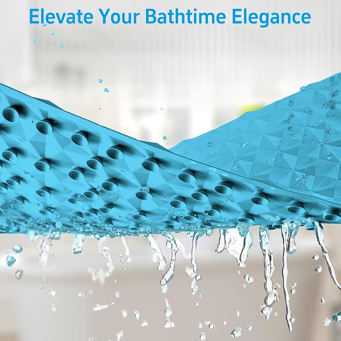 WRISIN Non Slip Bathtub Mat for Bath Tub Shower - Natural Rubber Mat with 241 Suction Cups - Soft Bathroom Safety Mat - Unique Diamond Pattern - Fatigue Relief - Machine Washable - 16 × 28 Inch