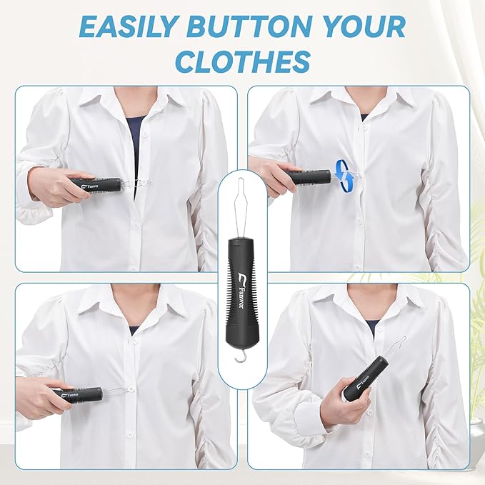 Button Hook, Button Assist Tool, with Comfort & Wide Grip, Button Helper Tool for Elderly, Arthritis, Stroke, Parkinson's