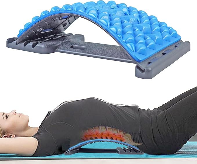 Back Stretcher for Lower Back Pain Relief - 4 Level Adjustable Spine Decompression & Cracking Device, Lumbar Support for Sciatica, Scoliosis and Posture Correction(Blue)