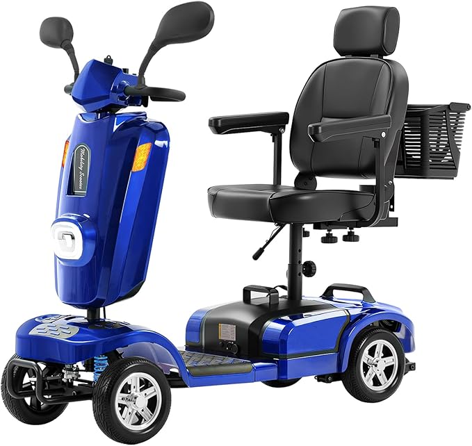 Heavy Duty Mobility Scooter for Seniors/Adults, 500W 400LBS Capacity Electric Scooter, All Terrain Mobility Scooters for Travel 10" Off Road Tires, Long Range 4 Wheel Scooter 9MPH, Blue 16Miles
