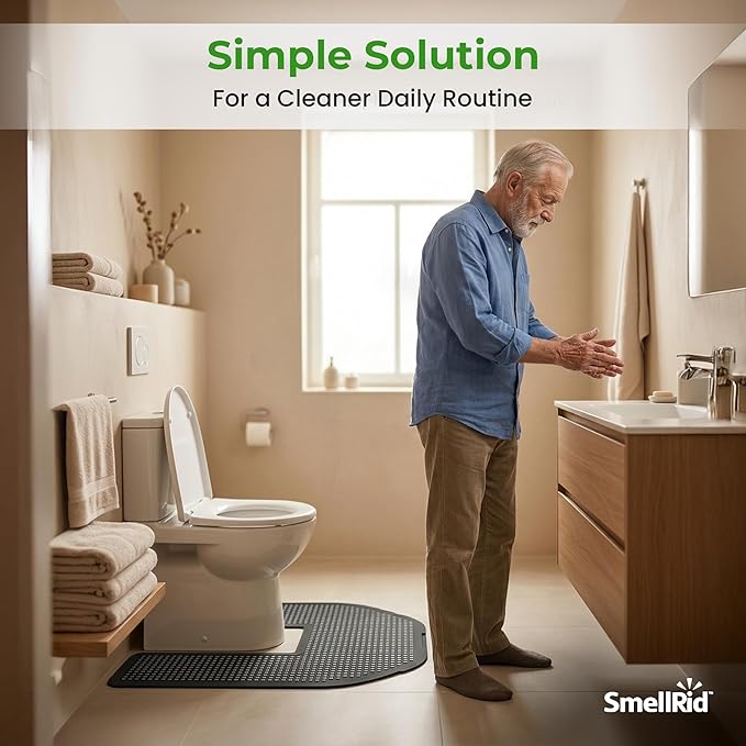 SMELLRID Disposable Toilet Mat for Urine Absorption – Odor-Control Floor Protector Absorbs 18+ oz – Non-Slip Bathroom Splash Pad 6-Pack (22 x 22 in)