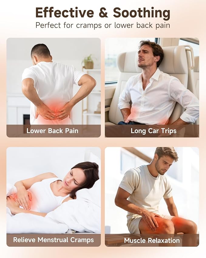 Cordless Heating Pad with Massager for Back Pain Relief, Portable Wearable Heat Belt for Lower Back 8000mAh Rechargeable Wireless Electric with 3 Heat 3 Vibration, Gifts for Women Men Mom Dad Seniors