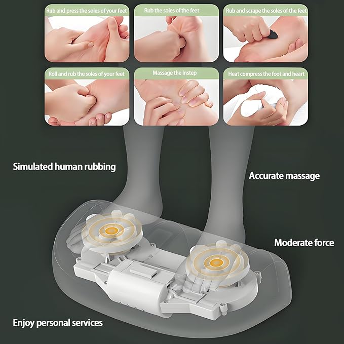 Foot Massager with Heat,with 3 Intensity Levels Shiatsu Kneading,Dual-Frequency Red Light 107.6°F Constant Temperature,Ideal for Feet Pain Relief at Home and Office (Black)