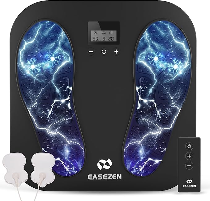 EaseZen Foot Massager for Neuropathy, Rechargeable TENS EMS Foot Stimulator with 10 Modes 20 Intensities, Feet Circulation Stimulator for Neuropathy, Plantar Fasciitis, Gifts for Mom Dad
