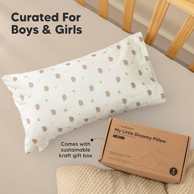 Toddler Pillow with Pillowcase - 10x18 My Little Dreamy Kids Travel Bed Pillows for Sleeping, Organic Cotton Small Pillowcase, Soft & Breathable, Machine Washable, Toddlers 2-5 years old (Flora Vale)