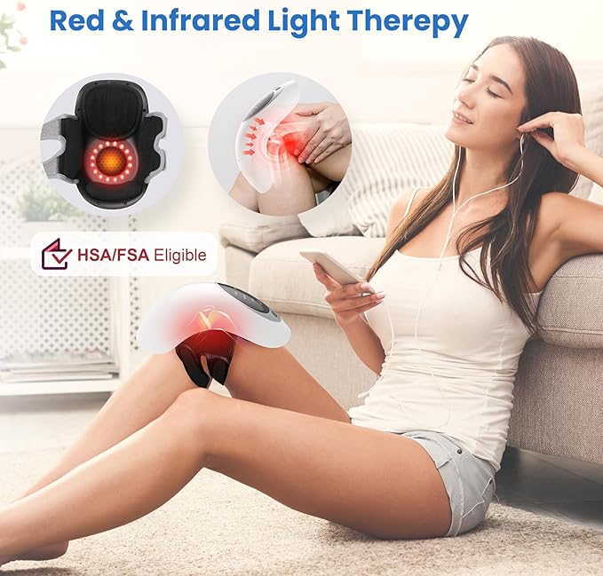 CuPiLo FSA Eligible Knee Massager with Heat and Red Light for Pain Relief, HSA Eligible Cordless Knee Massager with Vibration for Comfort & Relaxation, Gift for Mom, Dad, Grandma & Grandpa, Seniors