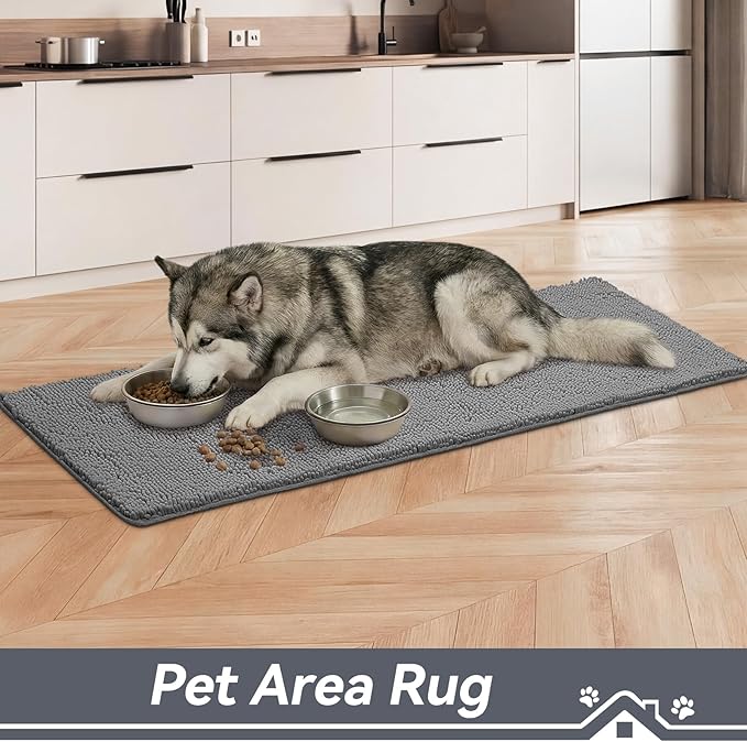 Bcoimo Super Absorbent Dog Door Mat, 60"*24" Anti Slip Mat for Muddy Paws, Pet Rugs for Dirty Paws Washable that Absorbs Moisture and Dirt, for Dog Cage and Pet Resting Carpet