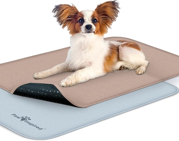 Paw Inspired Washable Crate Liners for Dogs (2 Pack), Leakproof, Non-Slip Pee Pads for 30-Inch Kennels, Reusable Puppy Pads for Potty Training, Whelping, Waterproof Mat (29x18 Inch, Pack of 2)