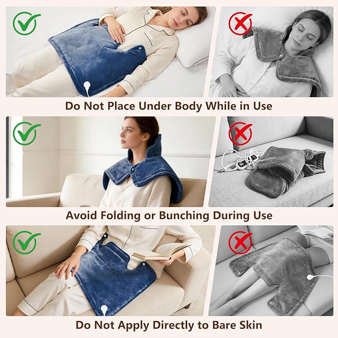 Heating Pads for Neck and Shoulders and Back, Weighted Heating Pad for Back Pain Relief with 6 Heat Options 4 Auto-Off Timer, Gifts for Mom Women Christmas Birthday